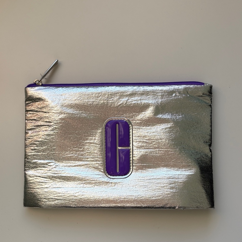 NWT Clinique Metallic Silver Cosmetics Case